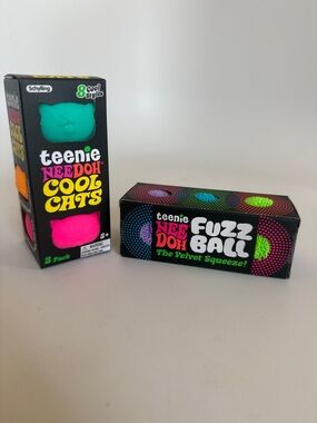 NeeDoh Teenie Fuzz Ball and Cool Cats Squishy Sensory Stress Balls
